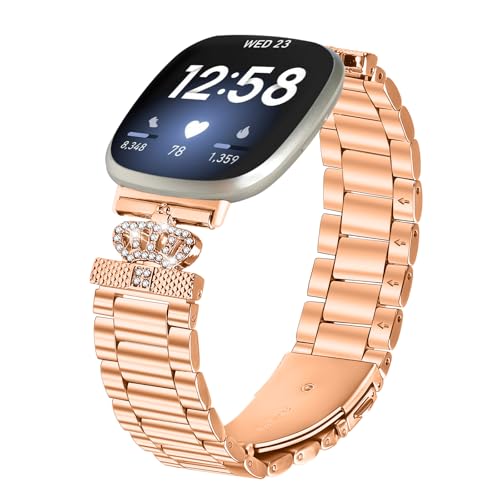 ���^���o���h Fitbit Versa 4&Sense 2�Ή� ���߉\�ȃG���K���g�ȃJ�W���A���X�^�C���o���h Fitbit Versa 3&Sense�o���h ���f�B�[�X �����Y (���[�Y�S�[���h�A�����T�C�Y)