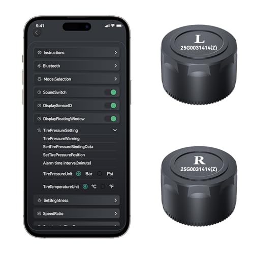 OBEST Moto Système TPMS Auto 2 Capteurs, Moniteur de Pression et de Température Pneus avec Alarme avec App, Sans Fil et Détecteur de Température Moto, Prend en...