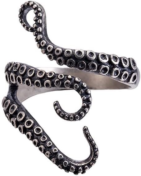 Vintage Octopus Sea Monster Squid Kraken Punk Antique Ring Retro By Caramella Bubble, Stone, No Gemstone