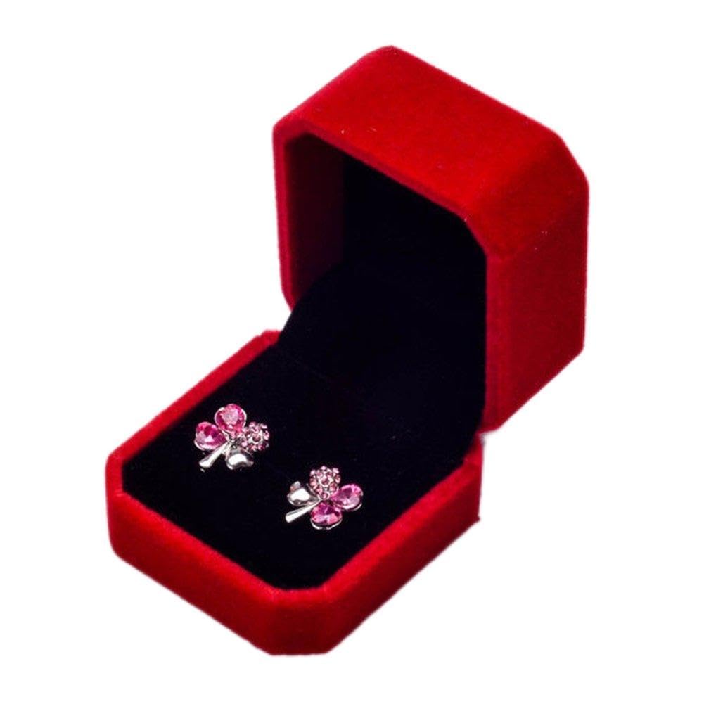 Risxffp Red Storage Box, Gift Box Earring Jewellery Presentation Ring For Wedding Engagement Velvet Watermelon