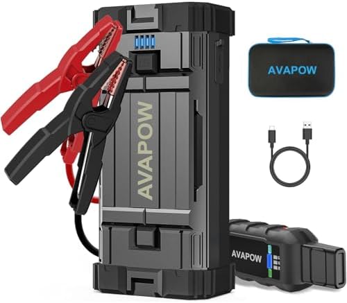 AVAPOW Car Battery Jump Starter 2000A Peak, Jumpstart with Force Start Function, Portable Starters for Up to 8L Gas 6.5L Diesel Engine with Booster Function,12V Lithium Jump Charger Pack Box