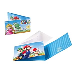 8 uitnodigingen en enveloppen, super mario bros, voor kinderverjaardag of themafeest, uitnodigingskaarten voor kinderen…
