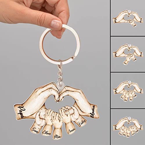 Personalized Acrylic Fist Keychains,Custom Father's Day Keychain Dad Fist Keychains with Names Keychain - Image 3