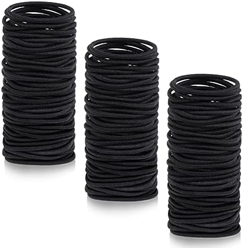Anezus 250 Pcs Black Elastics Small Hair Ties Elastics Small Hair Rubber Bands Accessories Ponytail Holders for Women Girls Baby Toddlers Men with Thick Straight Curly Hair, 3 mm