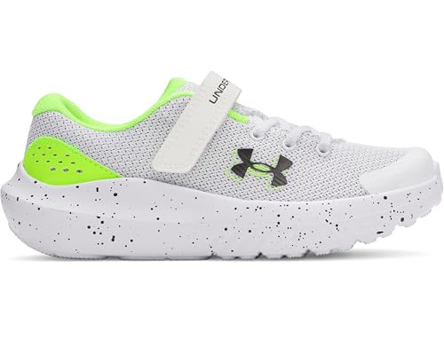 Under Armour Boys' Pre School Surge 4 Alternate Closure, (103) White/Hyper Green/Black, 13.5K, US