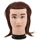 FONDOTIN Cabeza Maniquí Hombre con Cabello Natural para Prácticas de Peluquería Modelo Ergónomico para Formación Cosmetología y Estilismo Profesional