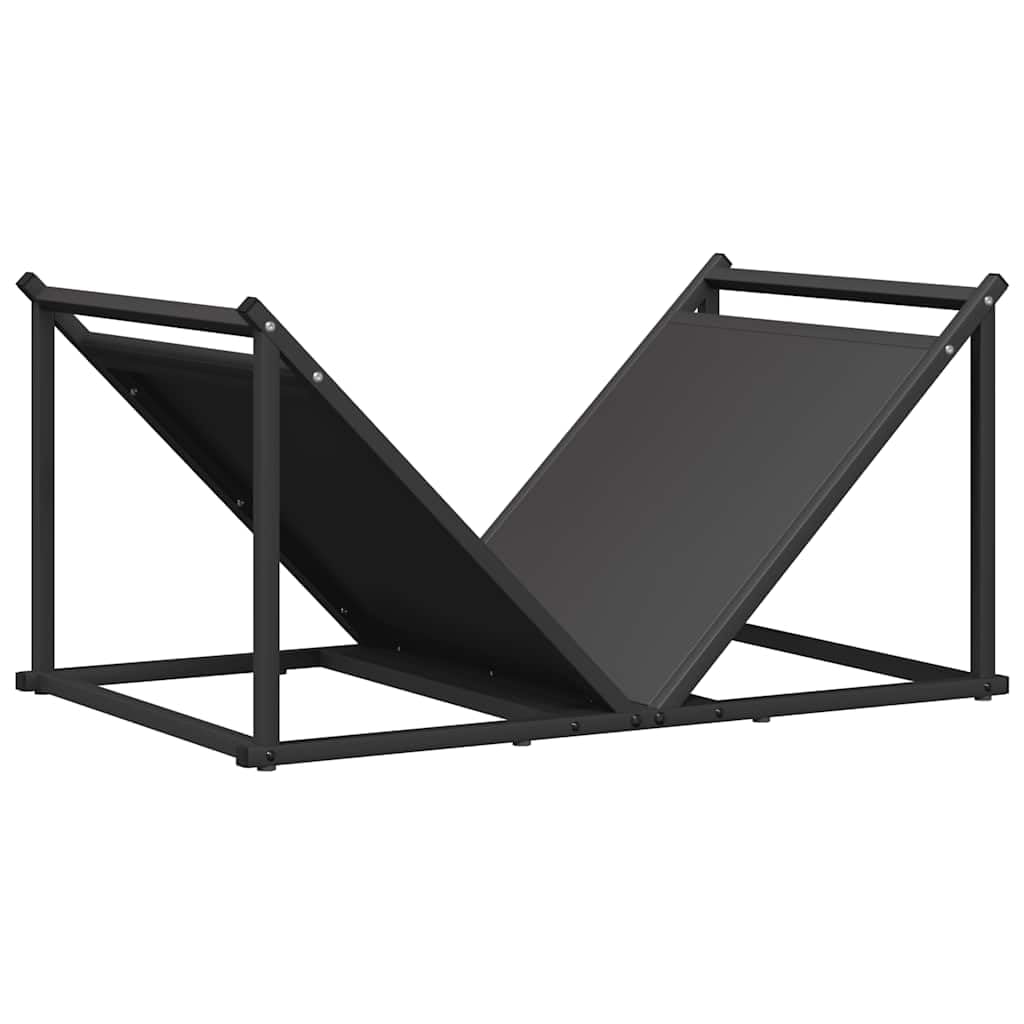 Homgoday Leñero Negro 70x43x34,5 cm Acero Laminado en frío Estante metálica para leña,Soporte de Almacenamiento para Interiores y Exterior