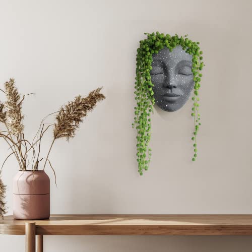 Bossa Linda Wall Planter | Head Planter With Hook & Drainage - Plant Gifts For Indoor & Outdoor Plant Lovers Gift Ideas - Face Planter Gifts For Plant Lovers, Succulent Plant Gift - Tranquila, Black #TOP1