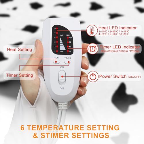 Image of Deepsoon Heating Pad,Electric Heating Pads for Back,Neck,Moist Heating Pad for Abdomen Shoulder Knee Legs,Dry /Moist Heat&Auto Shut Off,Mother's Day Birthday for Men and Women,White Black,24x12 Inch