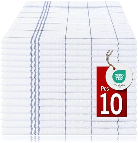 Pataya Geschirrtücher Baumwolle -%100 Coton 10er Set - Blau | Oeko-TEX Zertifiziert - Extrem Saugstark - Küchentücher - Geschirrhandtücher - Trockentücher - Waschbar bis 90 C