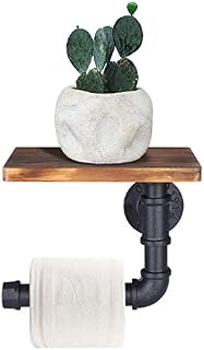 OROPY Industrial Toilet Roll Holder with Shelf, Wall Mounted Toilet Paper Holder, Vintage Bathroom Accessories, Rustic Home Décor