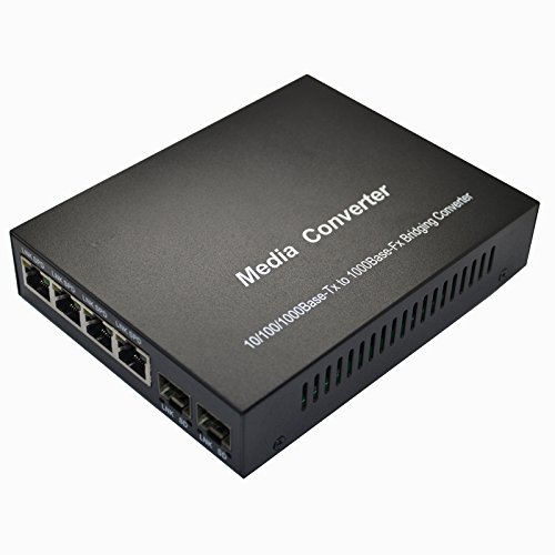 Convertisseur de média Gigabit Ethernet fibre optique avec 2 fentes SFP vers 4 ports RJ45, 10/100/1000 m