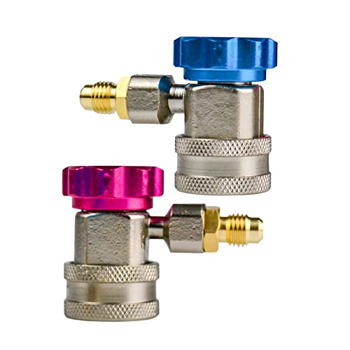 Image of R134a Quick Coupler Adapters, R134a Manifold Gauge Adapters and Hose Fittings HP and LP Connectors for R134a R410a R22 Car AC System, 1 /4 inch SAE Flares