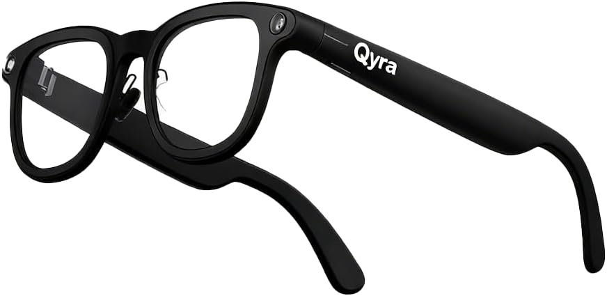 AI Smart Glasses, Titanium Frame, 32GB Storage, Voice Control, 4K Video Recording, Bluetooth Compatible with Android iOS, 39g Lightweight