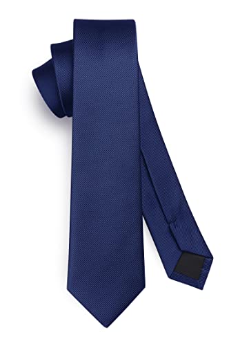 HISDERN Herren Krawatte Navy Blau Schmale Einfarbig Seide Krawatten für Herren Klassische Formelle Elegante Schlipse Hochzeit Party Business Krawatte 6cm