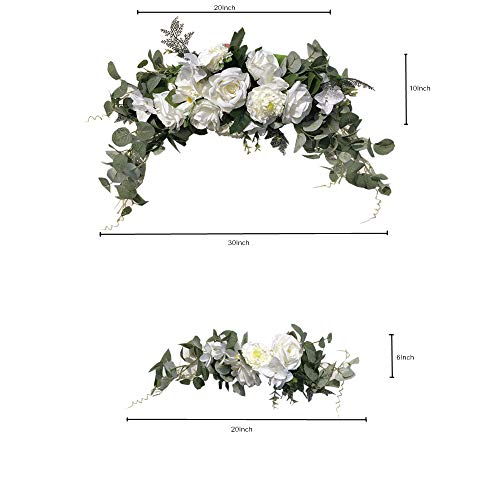 Wedding Arch Flowers,3Pcs Set White Rose Decorative Floral Swags, Artificial Greenery Eucalyptus Leaves Flower For Sheer Drapes, Wedding Chair, Arbor, Wedding Ceremony and Reception Arrangement - Image 5