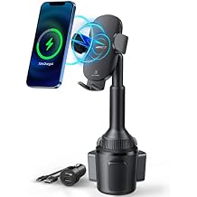 APPS2Car Cup Holder Phone Mount Wireless Car Charger, 15W Qi Fast Charging Car Mount, Adjustable Long Arm & 360 Rotation, Fits 3"4" Round Cup Holders Compatible with All Smart Phones
