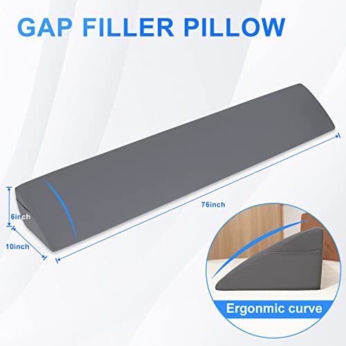 Talcusble King Size(76"X10"X6") Bed Wedge Pillow, Bed Gap Filler, Mattress Wedge, Headboard Pillow Fill The Gap (0-7") Between Your Headboard And Mattress #TOP2