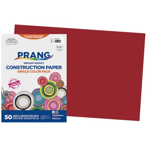 Image of Prang Construction Paper, 12 inch x 18 inch, Holiday Red, 50 /Pack, 25 Packs | Formerly SunWorks, Class Pack, 1250 Sheets Total, P9907