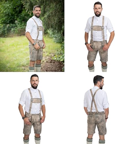 Schöneberger Trachten Couture Lederhosen Oktoberfest Men, Genuine Leather - Authentic German Bavarian Antique Leather Pants3