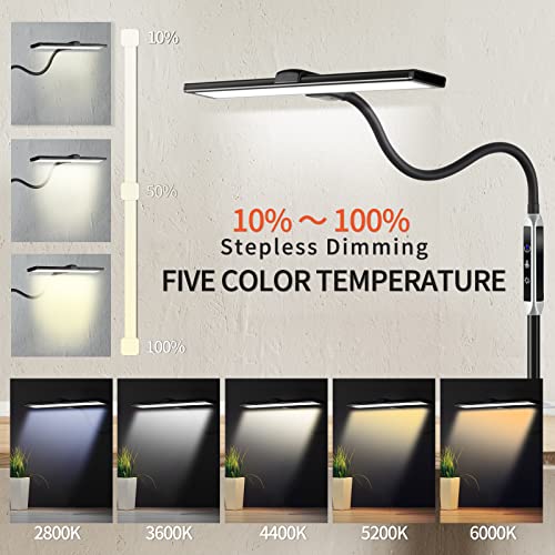Ximi-V Led Desk Lamp, Swing Arm Table Lamp With Clamp, Flexible Gooseneck Task Lamp, Eye-Caring Desk Light, 3 Modes, Memory Function Desk Lamps For Home Office (212 Black) #TOP3