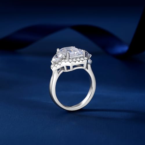 Moissanite Rings for Women Emerald Cut D Color VVS1 Lab Created Diamond Promise Ring S925 Sterling Silver with 18K White Gold Plated Women's Engagement Rings2