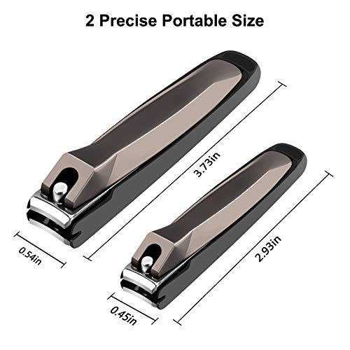 Nail Clippers, Terresa No Splash Toenail Clippers Fingernail Clipper, 2 PCS Stainless Steel Nail Cutter with Catcher for Women Men Kids Seniors, Include Nail File
