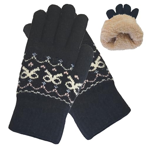 Winter Gloves for Girls Women Thick Warm Fleece Lined Elastic Thermal Knit Cold Weather