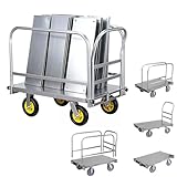 Chariot plateforme multifonctionnel : Les garde-corps et la poignée amovibles confèrent à ce chariot plateforme robuste la fonctionnalité d'un chariot à panneaux et d'un chariot plateforme classique. Sa capacité de charge ultra-résistante de 800 kg (1763 lb) le rend idéal pour le transport de meubles lourds, de matériaux volumineux et de marchandises encombrantes. Équipé de deux garde-corps latéraux amovibles et d'une poignée amovible, il assure la sécurité et la stabilité des objets transportés.