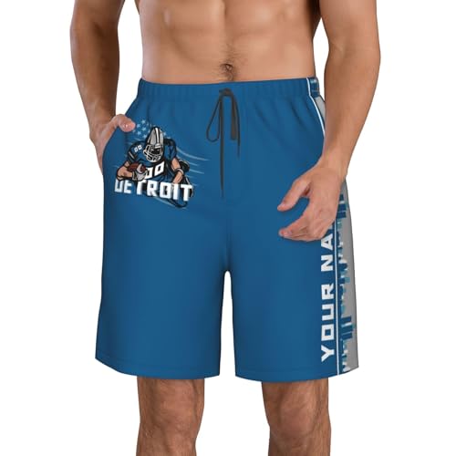 Custom Men's Swim Trunks Add Name & Number Bathing Mesh Lining Swimsuits Beach Shorts with Pockets Gifts