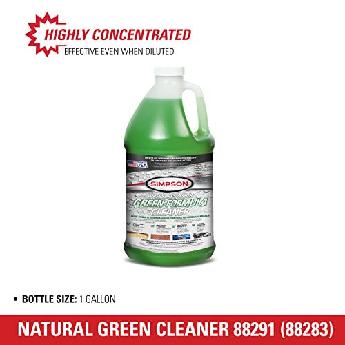 Simpson Cleaning 88283 Cleaner, Concentrated Soap Solution for Pressure Washers and Spray Bottles, Use on Concrete, Vinyl Siding, Appliances, Windows, Cars, Fences, Decks, Green, 1 Gallon