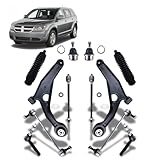 HAWK BROTHER 12Pcs Professional Suspension Kit Front Lower Control Arms Ball Joints Sway Bar Tie Rod End Link Rack & Pinion Boots Replacement for 2009-2020 Dodge Journey K641333 K641334