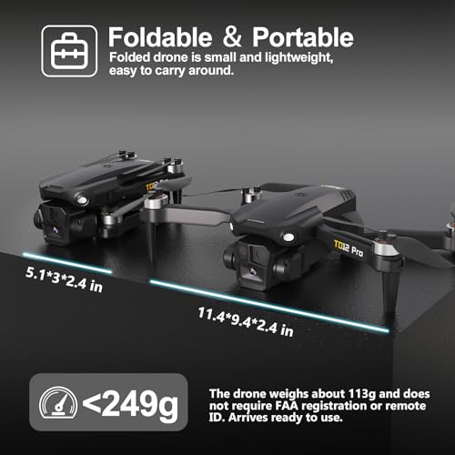 Toladrone Drone With Camera, Brushless Motor Drone With Dual Camera Fpv Drone For Adults, Rc Drone With 90° Esc Camera, Optical Flow Positioning Drones For Adults Beginners Mini Drone Td12Pro thumb #6