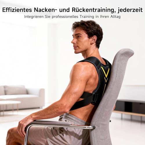 EMS Trainingsgerät für Nacken & Rücken, EMS Gerät für Rücken Muskelaufbau mit Display-Fernbedienung,30 Intensitätsstufen,10 Modi, EMS Trainer zur Nacken Muskelstimulation, Rückentrainer Nackentrainer