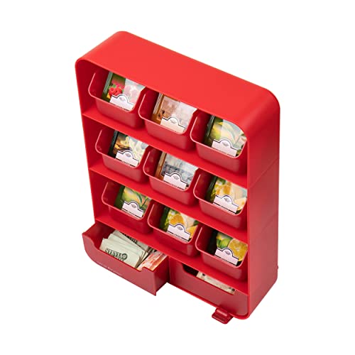 Mind Reader Tea Bag Organizer, Tea Station Organizer, Countertop Storage, Kitchen, Plastic, 10.25"L x 3.25"W x 13.75"H, Red by Mind Reader - Image 4