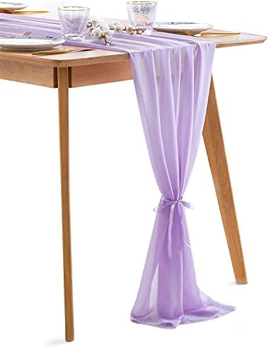B-COOL Chiffon Fabric Table Runner Holiday 10pcs Light Purple Wedding Photograph Party Decoration Beautiful Runners Home Outdoor and Indoor Decorations