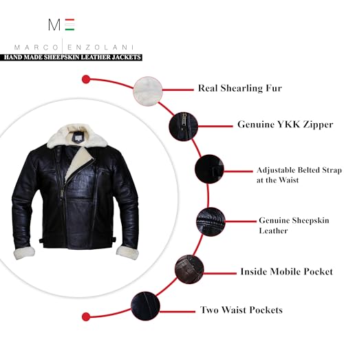 Cross Zip B3 Bomber Aviator Real Shearling Brown Sheepskin Bomber Jacket2