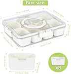 Boîte à collations 8 Boîte de séparation de compartiment, bac de service divisé avec couvercle et poignée - Conteneur de charcuterie pour plaques de snack portatives - Organisateur clair pour les bonbons, les fruits, les noix - Parfait pour la fête