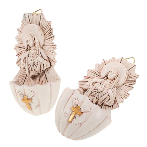 Garneck Wall Decor Holy Water Font Resin Catholic Cross Wall Art Home Decor Holy Water Holder for Entrance