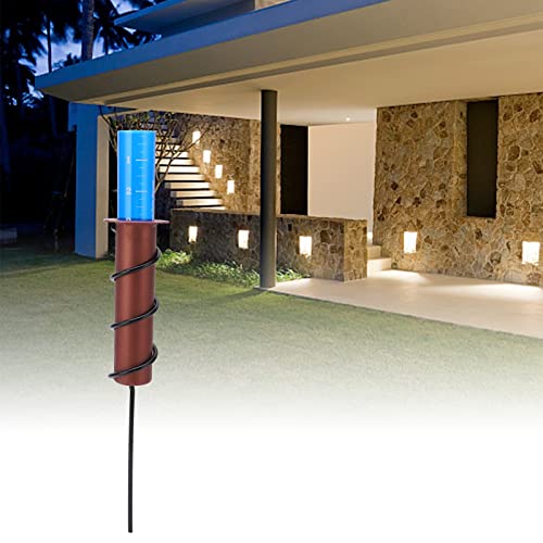 Copper Rain Gauge, Floating Rain Ground Mounted Plastic Cylinder Rain Water Measurement Tube with Scale (Straight Insert)