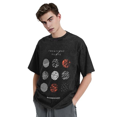 Twenty Music One Pilots 2025 Music Tourt Shirt Men Suitable Retro Cotton Retro Tops Black2