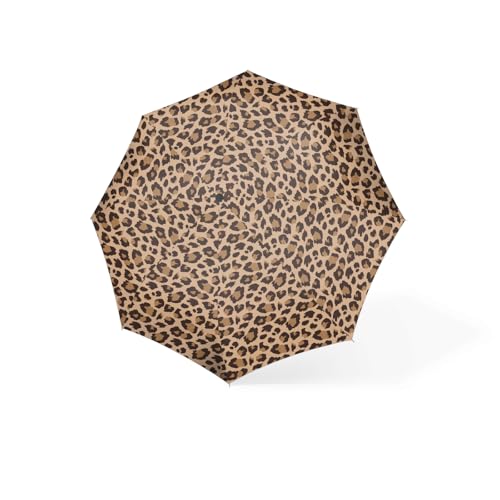 reisenthel umbrella pocket duomatic leo macchiato – Kompakter Taschenschirm aus recycelten PET-Flaschen – Mit großer Drucktaste und ergonomisches Griffdesign
