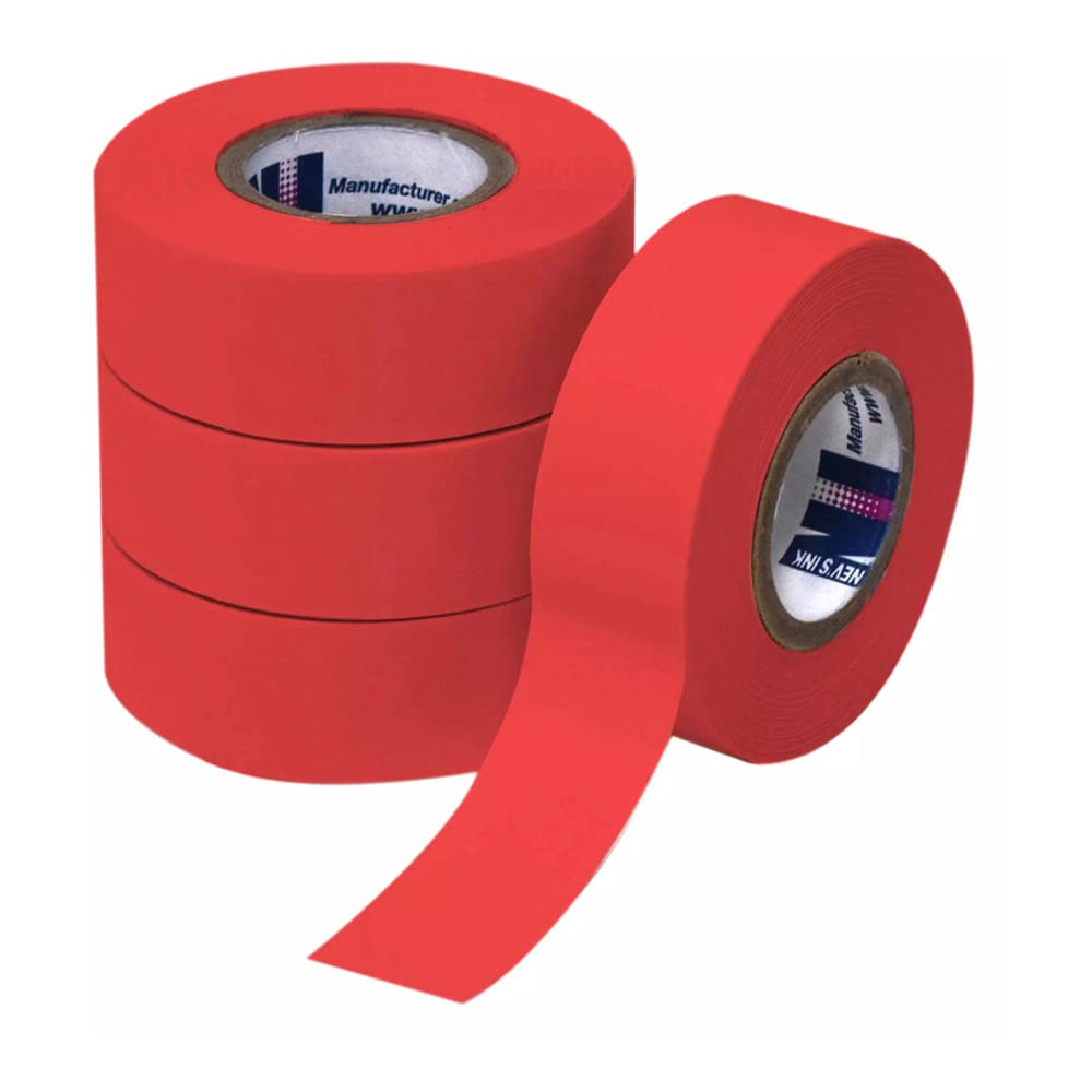 Nev's Ink TC-75-Red Label Tape, 3/4" Width, 500" Length, Red Color (Case of 16)