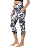 ODODOS Women's High Waisted Pattern Yoga Capri Leggings with Pockets, Tummy Control Non See Through...