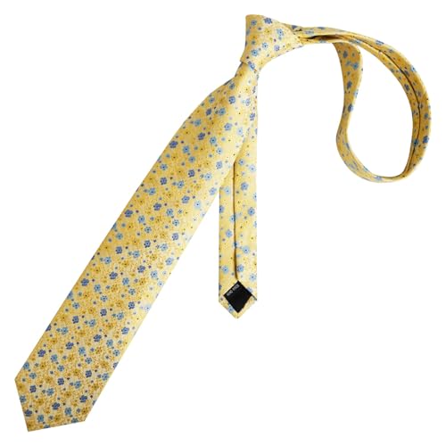 Image of Alizeal Mens 3.15inches Exquisite Floral Tie with Small Flower Printed Pocket Square