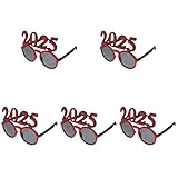Ciieeo New Year Glasses 5Pcs Creative Winter Party Eyewear for Celebrations Chic Office Decor & Graduation Events Fashion Glasses with Clear Lenses