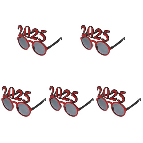 Ciieeo New Year Glasses 5Pcs Creative Winter Party Eyewear for Celebrations Chic Office Decor & Graduation Events Fashion Glasses with Clear Lenses