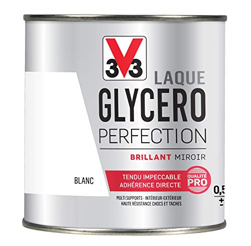 V33 Peinture multi-supports monocouche Laque Glycéro brillant, Blanc 0,5L