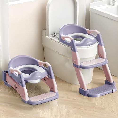 Image of Baybee Lumi 3 IN 1 Baby Potty Seat for Kids with Ladder | Foldable Western Toilet Seat with Step Stool & Adjustable Height | Portable Potty Training Seat | Toilet Chair for Kids 1 to 8 Years (Pink)