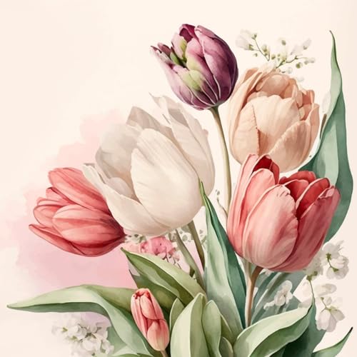 20 tovaglioli Primavera Vintage Tulipani come decorazione da tavolo Tovaglioli di carta con motivo, anche per decoupage e decoupage 33 x 33 cm